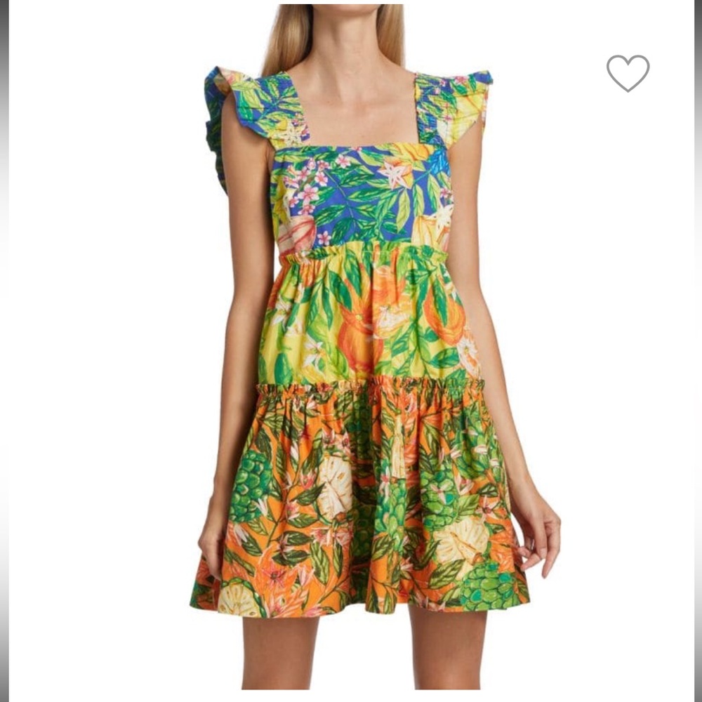Farm Rio Caipirinha Tiered Cotton Minidress Size M